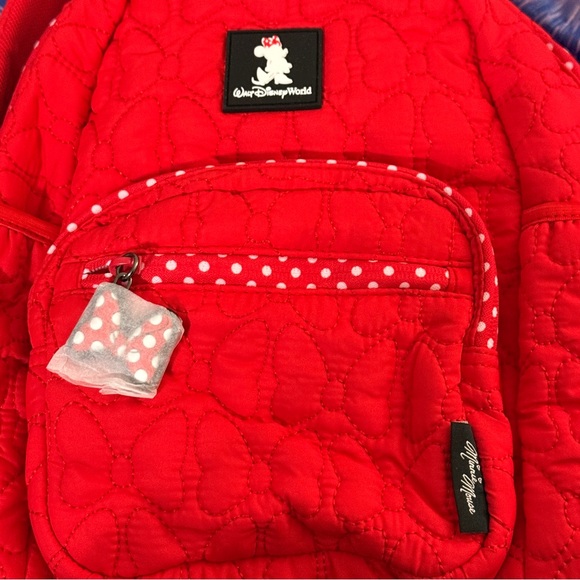 Disney World Disney Parks  Quilted Minnie Mouse women’s  Mini Backpack red white - Picture 2 of 8